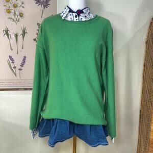 Free People Kelly Green Addie Cashmere Slouchy Oversized Pullover Sweater XS